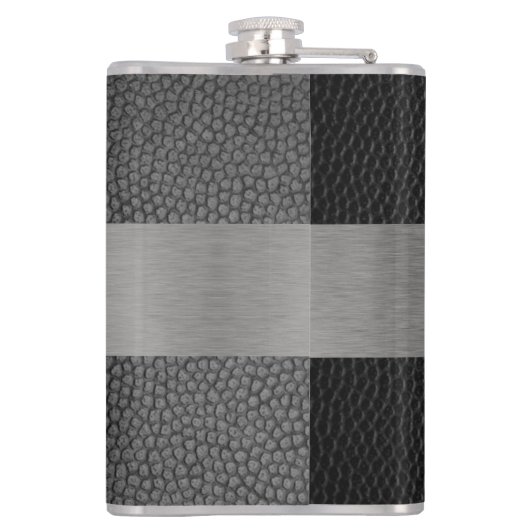 Leder- en metaal-maatkolf heupfles (Achterkant)