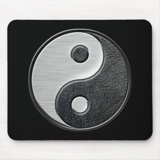 Leder- en staaleffect Yin Yang Graphic Muismat (Voorkant)
