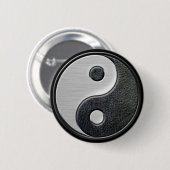 Leder- en staaleffect Yin Yang Graphic Ronde Button 5,7 Cm (Voorkant /achterkant)