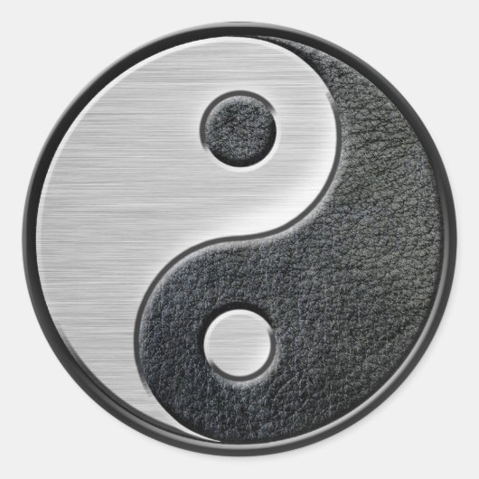 Leder- en staaleffect Yin Yang Graphic Ronde Sticker (Voorkant)