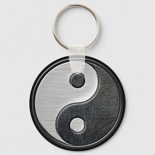 Leder- en staaleffect Yin Yang Graphic Sleutelhanger (Voorkant)