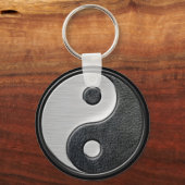 Leder- en staaleffect Yin Yang Graphic Sleutelhanger (Voorkant)