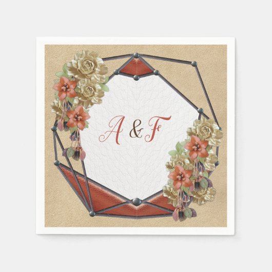 Leder- en Suede-textiel Kunst Napkins Servet (Voorkant)