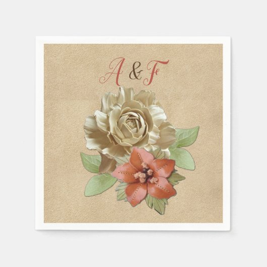 Leder- en Suede-textiel Kunst Napkins Servet (Voorkant)