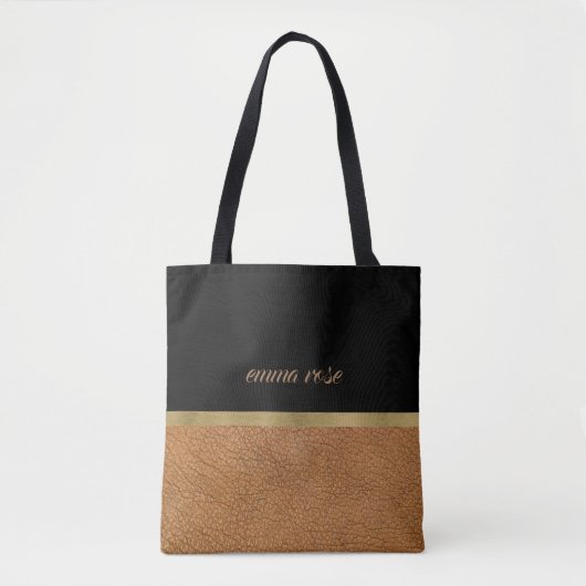 Leder en zwart tote bag (Voorkant)