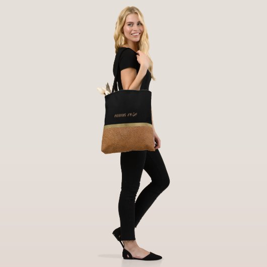 Leder en zwart tote bag (Op model)
