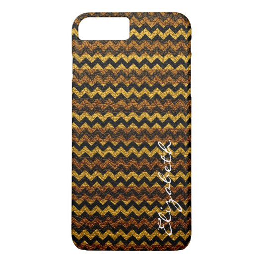 Leder Geel Blauw Chevron Stripes Pattern Case-Mate iPhone Case (Achterkant)