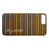 Leder Geel Blauw Chevron Stripes Pattern Case-Mate iPhone Case (Achterkant (Horizontaal))