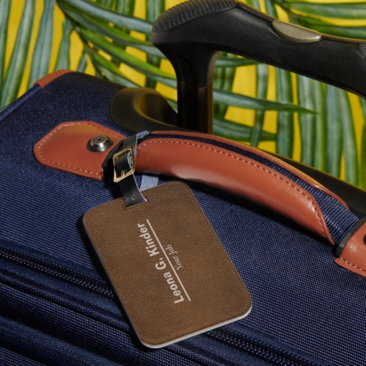 Leder | Gepersonaliseerde naam & beroep Bagagelabel (Voorkant Insitu 1)