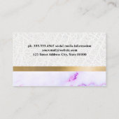 Leder Gold Metallic | Paarse marmertextuur Visitekaartje (Achterkant)