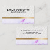 Leder Gold Metallic | Paarse marmertextuur Visitekaartje (Voorkant / Achterkant)