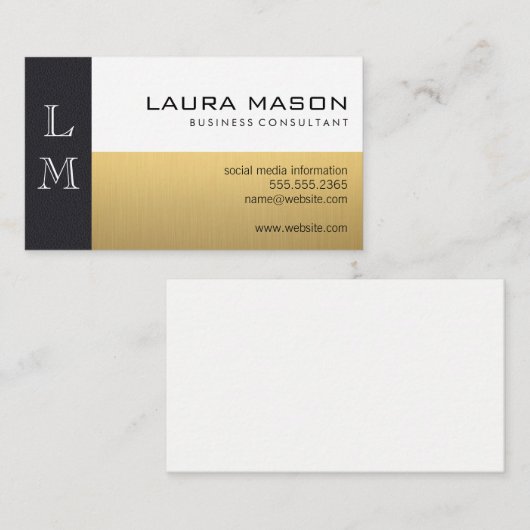 Leder Gold White Visitekaartje (Voorkant / Achterkant)