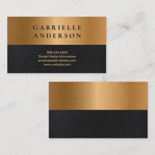 Leder | Golden Metallic Color Block Visitekaartje (Voorkant / Achterkant)