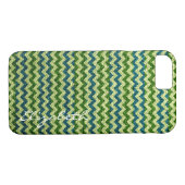 Leder Groene Mint Chevron Stripes Pattern Case-Mate iPhone Case (Achterkant (Horizontaal))