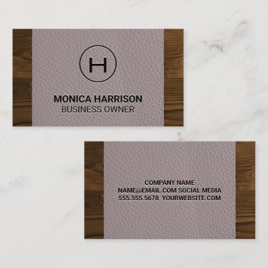 Leder | Houtsim Visitekaartje (Voorkant / Achterkant)