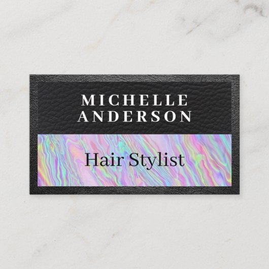 Leder | Iridescent regenboogvloeistoffen Afsprakenkaartje (Voorkant)