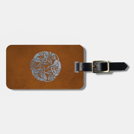 Leder Iron Celtic Dog Bagagelabel (Voorkant horizontaal)