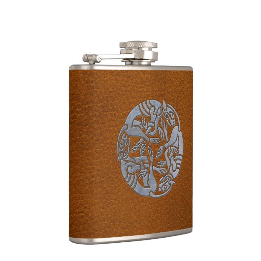 Leder Iron Celtic Dog Heupfles (Rechts)