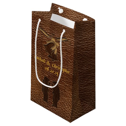 Leder-kijk bruiloft klein cadeauzakje (Voorkant Gekanteld)