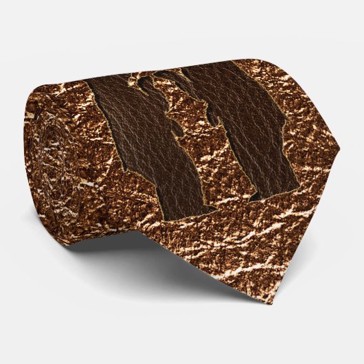 Leder-kijk bruiloft stropdas (Opgerold)