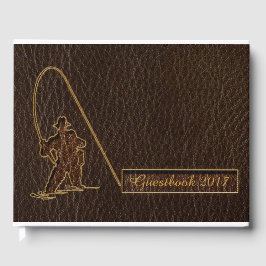Leder-kijk op de visser Donker Gastenboek