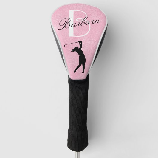 Leder Kijk Roze Vrouwenmonogram Golfheadcover (Voorkant)