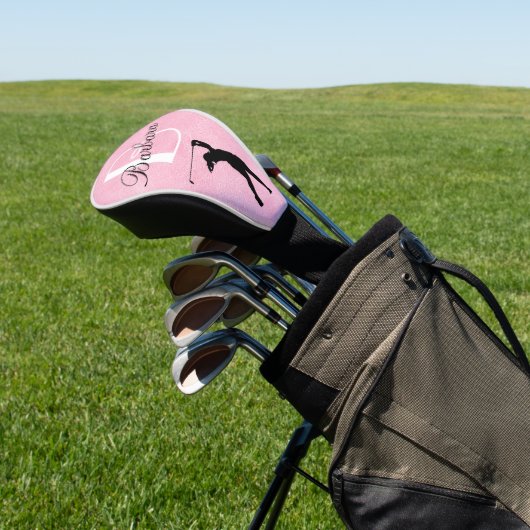 Leder Kijk Roze Vrouwenmonogram Golfheadcover (Insitu)
