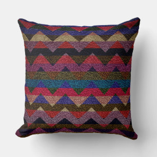 Leder kleurrijk Chevron Stripes Patroon #17 Kussen