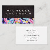 Leder | Kleurrijk Veerpatroon Visitekaartje (Voorkant / Achterkant)