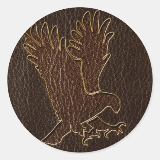 Leder-look Eagle Dark Ronde Sticker (Voorkant)