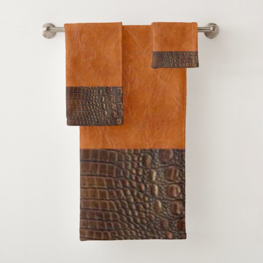 leder met bruine alligator bad handdoek (Insitu)