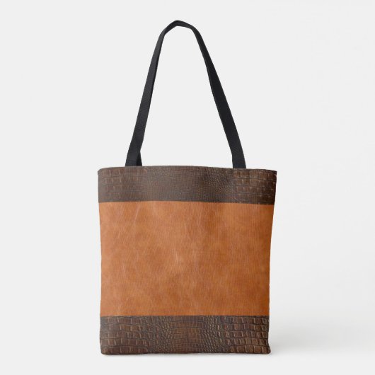 leder met bruine alligator tote bag (Achterkant)