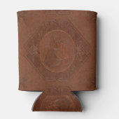 leder met bruine paardenkop blikjeskoeler (Achterkant)