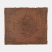  leder met bruine paardenkop fleece deken (Voorkant (Horizontaal))