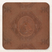  leder met bruine paardenkop kartonnen onderzetters (Voorkant)