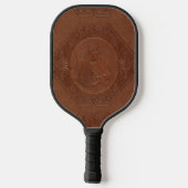  leder met bruine paardenkop pickleball paddle (Achterkant)