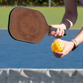 leder met bruine paardenkop pickleball paddle