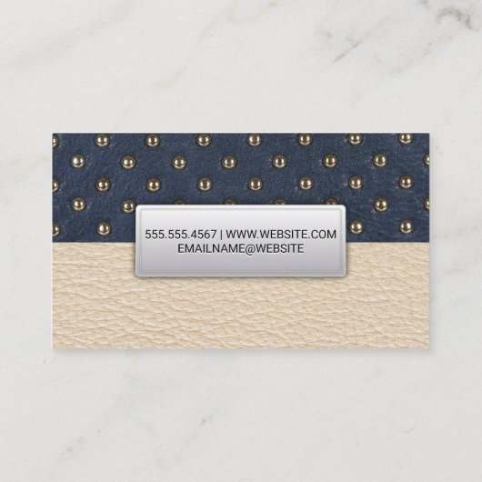 Leder | Metaalversterkte achtergrond Visitekaartje (Achterkant)