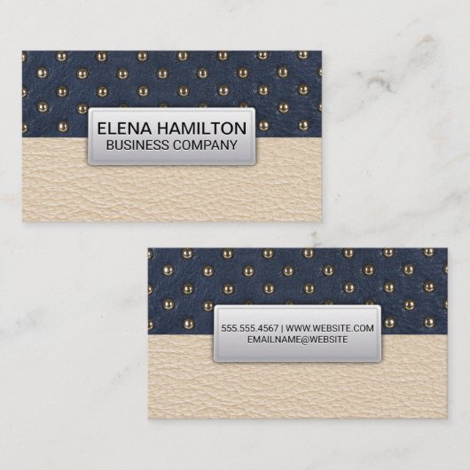 Leder | Metaalversterkte achtergrond Visitekaartje (Voorkant / Achterkant)