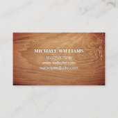 Leder | Monogram Bruin Gestikt | Houtnerf Visitekaartje (Achterkant)