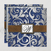 Leder Monogram Denim Westerne huwelijksuitnodiging Kaart (Voorkant / Achterkant)