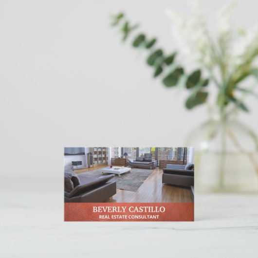 Leder-onroerend goed | Realtor Agent | Intern Visitekaartje (Staand voorkant)