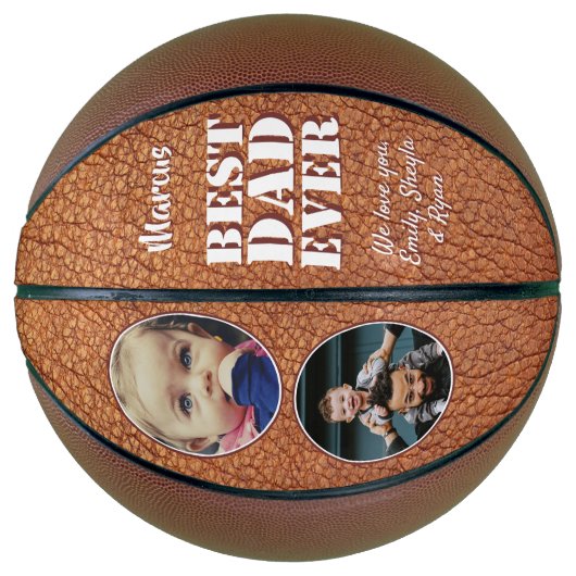 Leder print beste pap ooit 2 fotocollage basketbal (Voorkant)