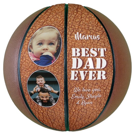 Leder print beste pap ooit 2 fotocollage basketbal (Verticaal)