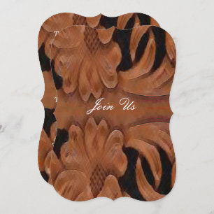 Leder Print Country Westerne bruiloft Sjabloon Kaart