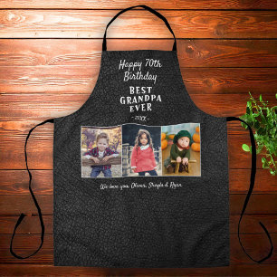 Leder print Happy Birthday Grandpa 3 Foto's Schort