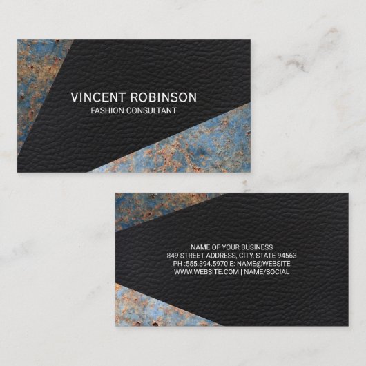 Leder | Roestig Metaal Visitekaartje (Voorkant / Achterkant)