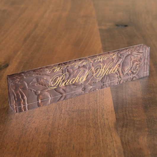 leder roos naambordje (Zijkant)