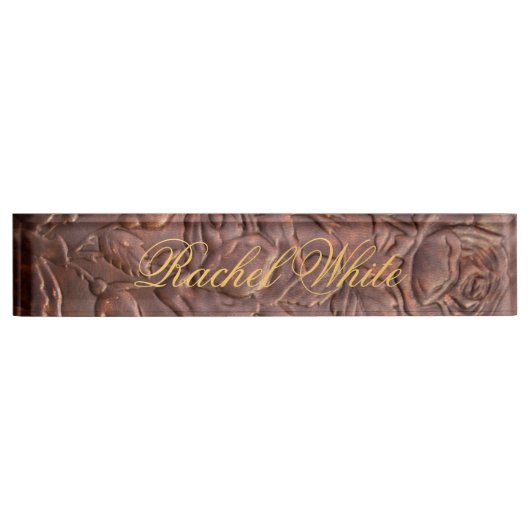  leder roos naambordje (Voorkant)