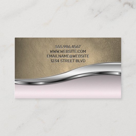 Leder | Roze metalen achtergrond Visitekaartje (Achterkant)